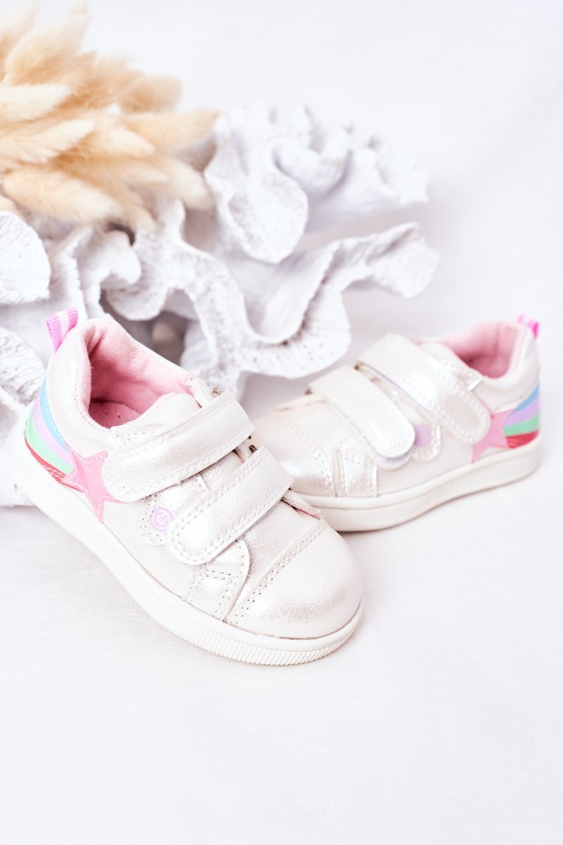 Children's Leather Sport Shoes With Rainbow White Jasmine