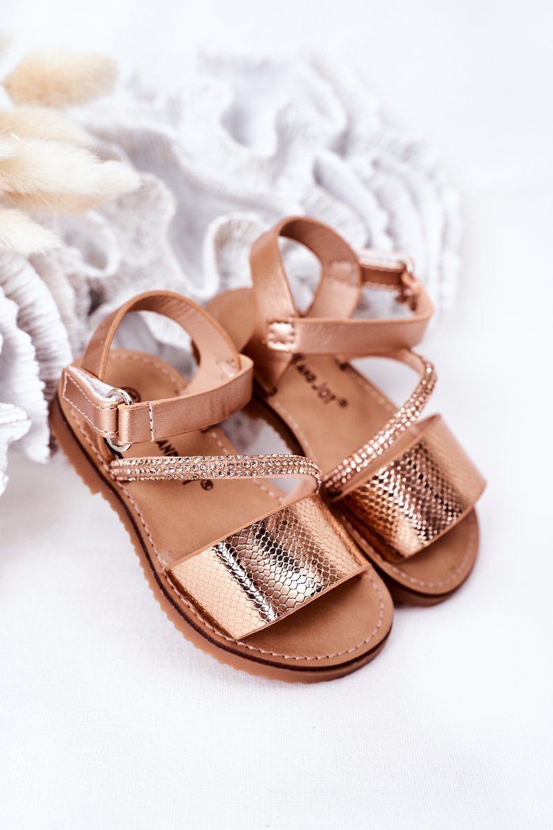 Children's Sandals With Sequins Rose Gold Blake