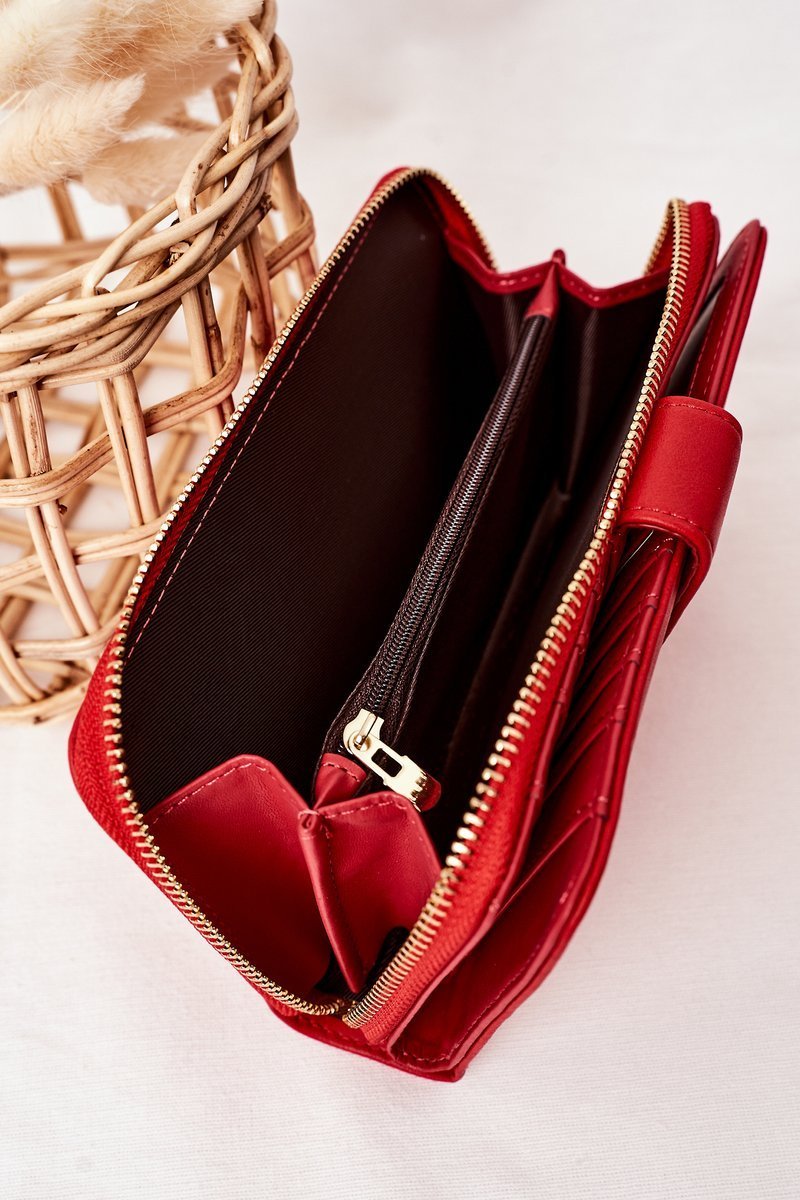 Large Women's Wallet With A Pocket Red